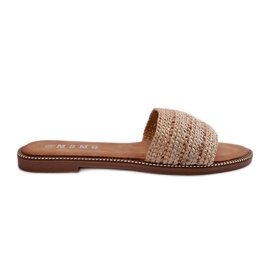 Beige Radians dameflip-flops med flettede flade hæle
