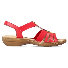 Komfortable slip-on sandaler til kvinder med elastik, rød, Rieker 60804-33