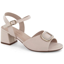 Dame elegante højhælede sandaler, beige perle, Sergio Leone SK891