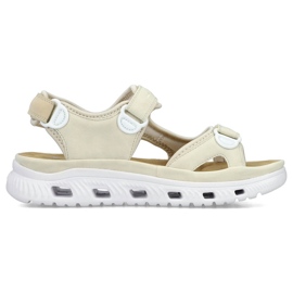 Komfortable beige velcro-sandaler til kvinder Rieker 64074-60