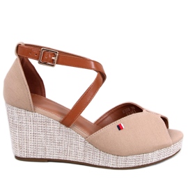 Berna Khaki sandaler med åben tå beige