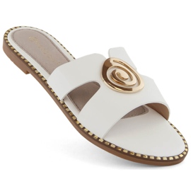 Lavhælede hvide flip-flops til kvinder Potocki 08302