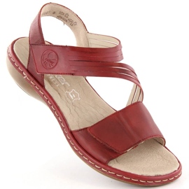 Læder komfortable sandaler Rieker W RKR685 rød