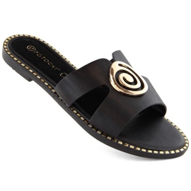 Potocki W WOL234A sorte flip-flops med lav hæl