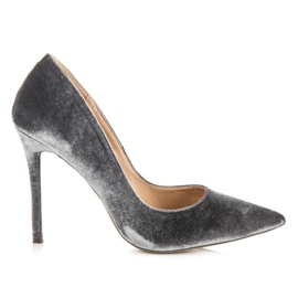 Vices Moderigtige velour pumps grå