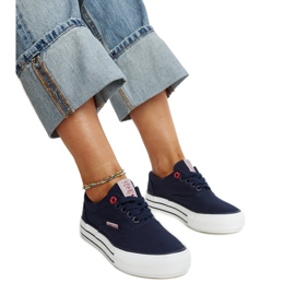 Marineblå damesneakers med tyk sål, Cross Jeans