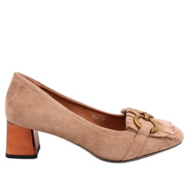 Weinn Beige pumps i kobberhæl