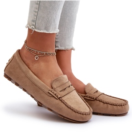 Klassiske ruskindsmokkasiner til kvinder Dark Beige Glimris