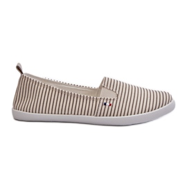 Beige Pazaria Slip-On stribede sneakers til kvinder