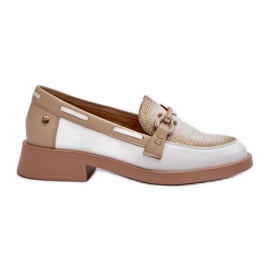 Lædermokkasiner Damesko Maciejka 06493-11 Hvid og Beige