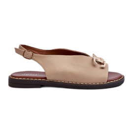 Damesandaler med flade hæle med dekoration, beige Loraeleh