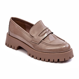 Diamantique Patentbeige flade loafers