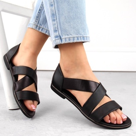 Slip-on sandaler til kvinder med elastik, sort Jezzi 3882