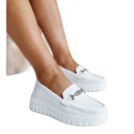 Loafers i hvidt læder til kvinder