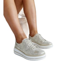 Piano guld læder wedge sneakers gylden