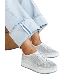 Sølv læder sneakers på Amana platformen