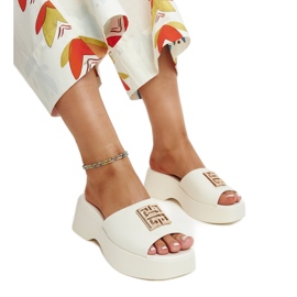 Beige læderflip-flops med Halabi-spænde