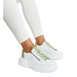 Hvide og grønne Atyaf lædersneakers