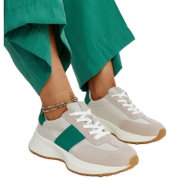 Grå og grønne lædersneakers fra Ganim