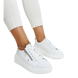 Hvide lædersneakers med høj platform Rahal