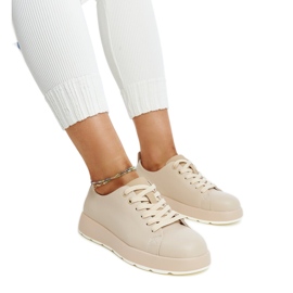 Sneakers i beige læder til kvinder