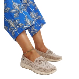 Loafers i beige læder med sløjfe brun