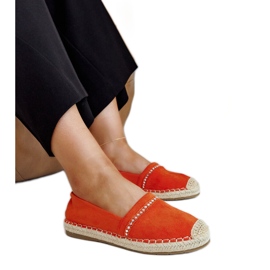 Orange espadriller med Abia rhinsten