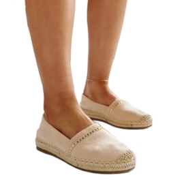 Lys beige espadriller med Abia rhinsten