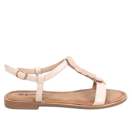 Ennes Beige sandaler med gulddekoration