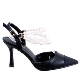 Pumps med åben hæl med Harmony Black perler sort