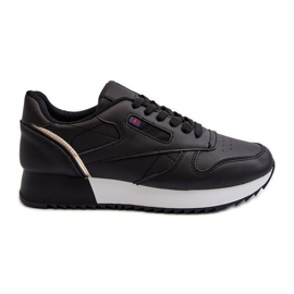 Merida Black Lace-up Platform læder sportssko sort