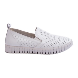 Vinceza Slip-on sko i gennembrudt læder til kvinder, hvid Theophia