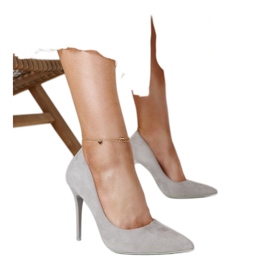Grå høje hæle med læderindlæg Amedie