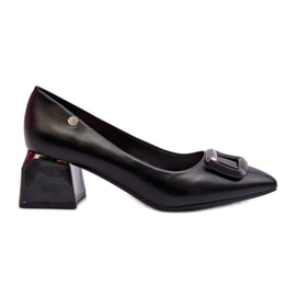 Vinceza Blokhælede pumps med dekoration, Eco Leather, Black Sarala sort