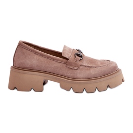 Vinceza Chunky Loafers i beige ruskind til kvinder Neloria