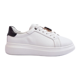 Vinceza Dame læder sneakers med bamse, hvid Mirven