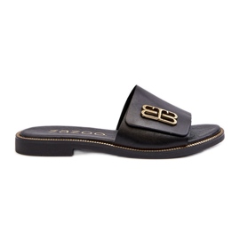 Zazoo 40384 Elegante læderflip-flops til kvinder, sorte