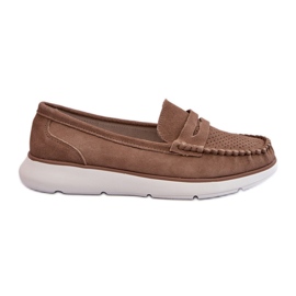 Sergio Leone SP012 Brun ruskind loafers på platformen