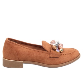 Anselme Camel loafers med sten brun
