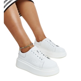 Sneakers i hvid læder