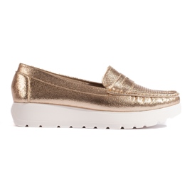 Goodin Gennembrudt guld dame loafers på platformen gylden