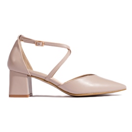 Goodin Mørke beige spidse sandaler til kvinder