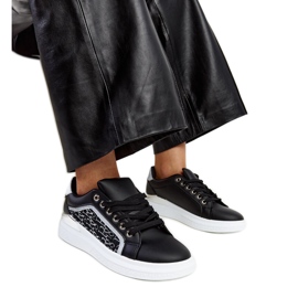 Sorte platformssneakers med Fekete glitter