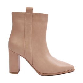 Dame læder ankelstøvler Beige Vevine
