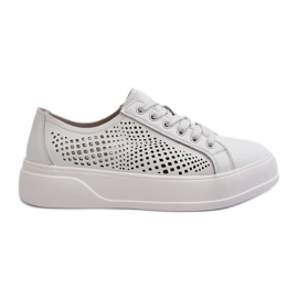 Sneakers i læder til kvinder på platformen Hvide S.Barski LR505