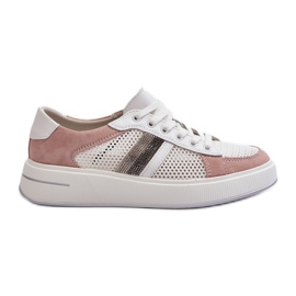 S.Barski D&amp;A Sneakers i læder til kvinder LR110 Hvid og Pink