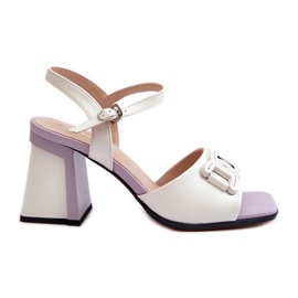 S.Barski Elegante højhælede sandaler med dekoration, hvid D&amp;A MR38-156
