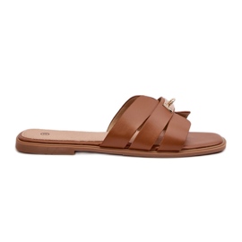 Flade flip flops til kvinder med Kamel Kavinia dekoration brun