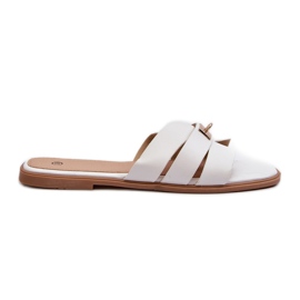Flade flip-flops til kvinder med dekoration, hvid Kavinia