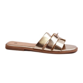 Flade flip flops til kvinder med gulddekoration Kavinia gylden